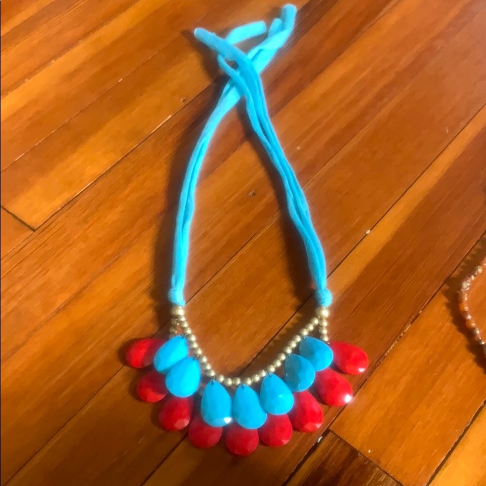 Blue & red beaded necklace